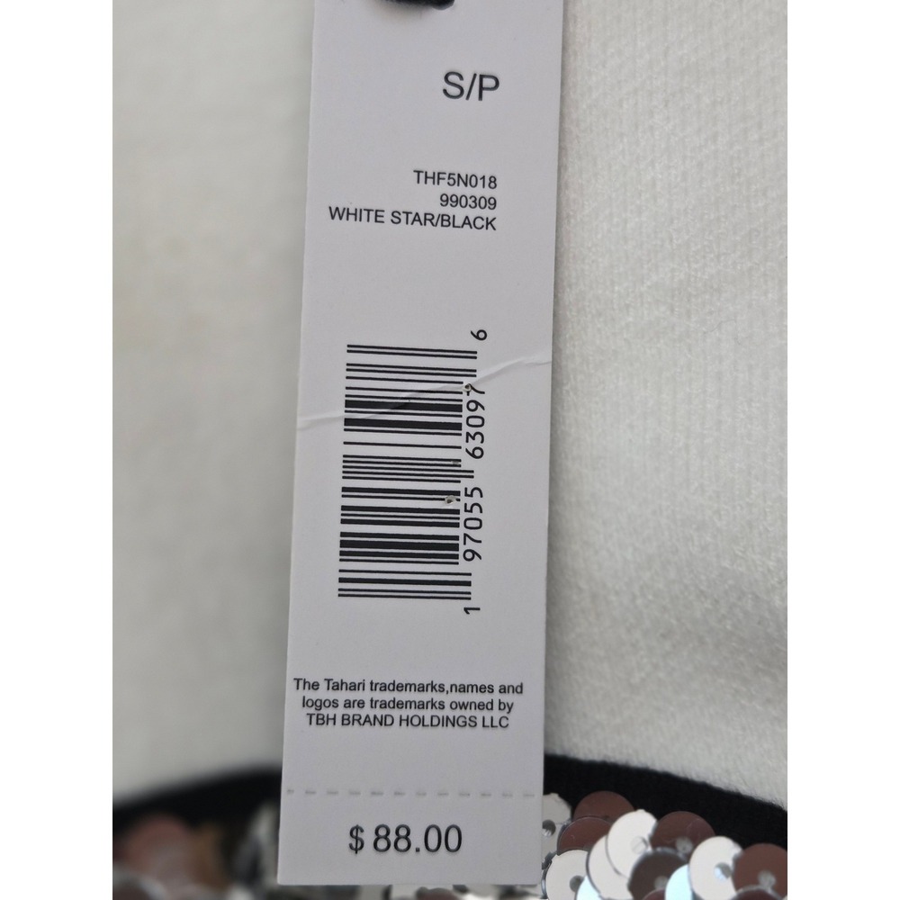 Tahari Sequin Soutache Funnel Neck Sweater Womens Small White NWT $88 THF5N018 - Picture 7 of 7